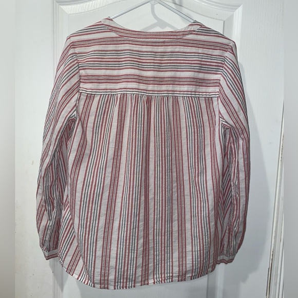 JOIE Red and White Striped Cotton V-Neck Blouse Size Small - Picture 5 of 7